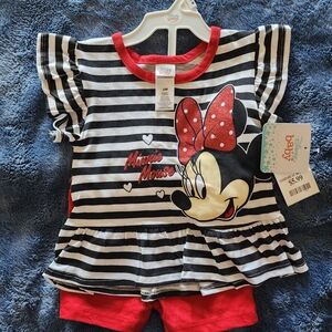 Disney Minnie Mouse Striped Pajama Set - Black, White, Red